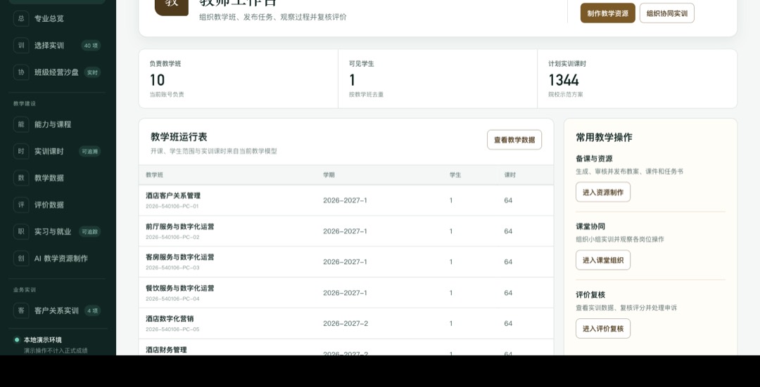 酒店管理与数字化运营综合实训平台真实界面